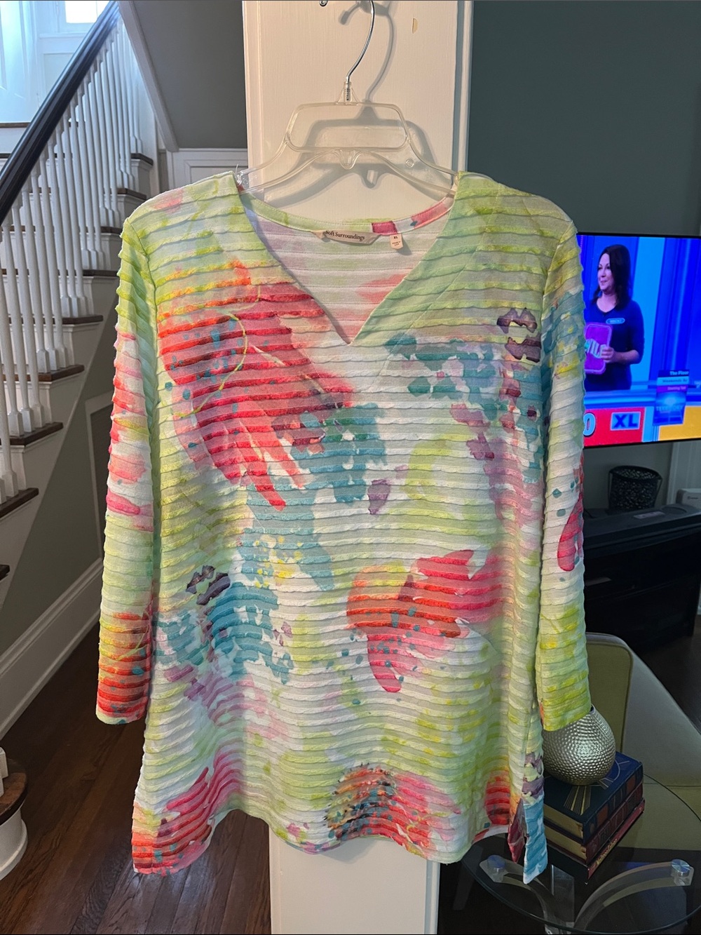 Soft Surroundings pastel watercolor style Print Top